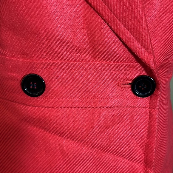 Linda Allan's ELLEN TRACY Size 14 Linen Blazer Textured monochromatic tomato red - Picture 12 of 16